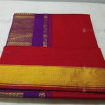 Red Kalyani Cotton Readymade Madisar with Rich Purple Pallu
