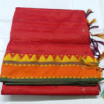 Red with Gold color Self Border Kalyani Cotton Readymade Madisar