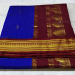 MS Blue Kalyani Cotton with Maroon Border Readymade Madisar