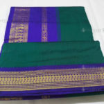 Mild Green with Blue Border Kalyani Cotton Readymade Madisar