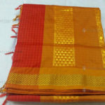 Red Checked Kalyani Cotton with Mustard Border Readymade Madisar
