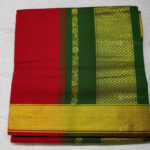 Red Kalyani Cotton with Green Pallu Readymade Madisar