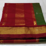 Green Kalyani Cotton Readymade Madisar with Red Border