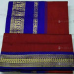 Maroon with Rich Blue Pallu Kalyani Cotton Readymade Madisar
