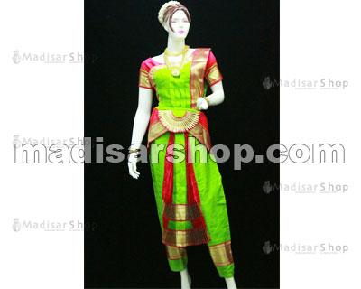 red and green bharatanatyam dress