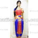 Red and Navy Blue Readymade Bharatanatyam Costume