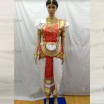 White and Red Readymade Bharatanatyam Costume