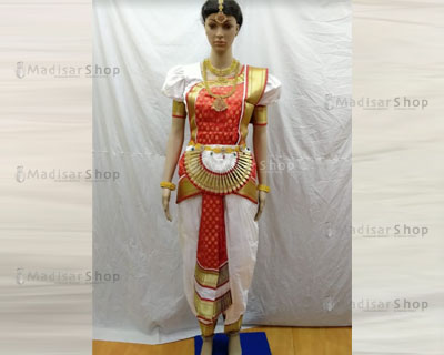 White and Pink Ready Made Bharatanatyam Costume available Order Now
