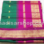 Green Kalyani Cotton Readymade Madisar with Pink Border