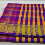 Yellow and Violet Kalyani Cotton Readymade Madisar