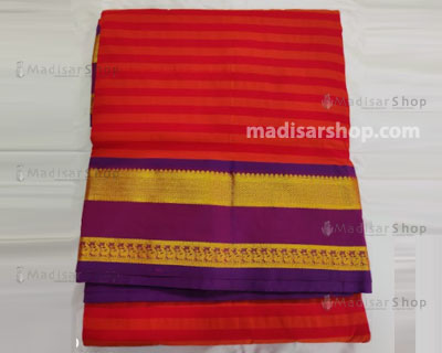 Red Stripes Readymade Semi Silk Madisar