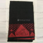 Black Readymade Bharatanatyam Practise Saree with Red Musical Pattern Border