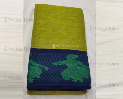 Red Readymade Bharatanatyam Practise Saree with Green Dance Pattern Border  - Madisar Shop