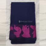 Navy Blue Readymade Bharatanatyam Practise Saree with Pink Border