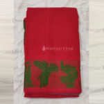 Red Readymade Bharatanatyam Practise Saree with Green Pattern Border