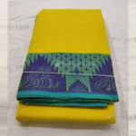 Yellow Readymade Bharatanatyam Practise Saree with Blue Musicals Border