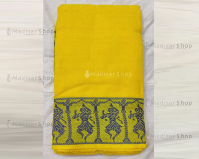 yellow readymade bharatanatyam practise saree with dark dance pattern border