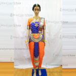 Orange and Blue Readymade Bharatanatyam Costume