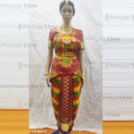 Red, Yellow and Green Readymade Bharatanatyam Costume