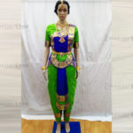 Green with Blue Readymade Bharatanatyam Costume