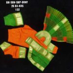 ORANGE WITH PARROT GREEN READYMADE BHARATANATYAM COSTUME