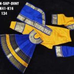 YELLOW WITH BLUE READYMADE BHARATANATYAM COSTUME