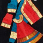BLUE WITH RED READYMADE BHARATANATYAM COSTUME