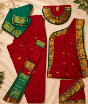 RED WITH GREEN READYMADE BHARATANATYAM COSTUME