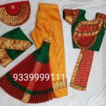 YELLOW WITH RED AND GREEN READYMADE BHARATANATYAM COSTUME