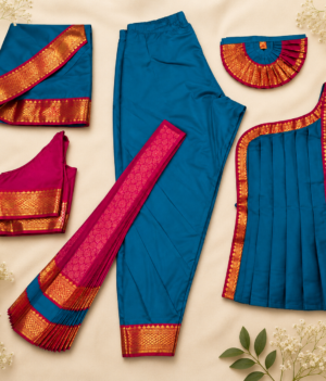 Pale Blue and Pink Readymade Bharatanatyam Costume