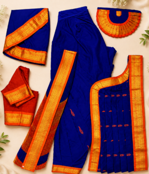 NAVY BLUE WITH ORANGE READYMADE BHARATANATYAM COSTUME