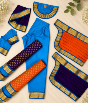 BLUE AND ORANGE READYMADE BHARATANATYAM COSTUME