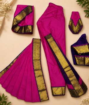 PINK WITH BLUE READYMADE BHARATANATYAM COSTUME