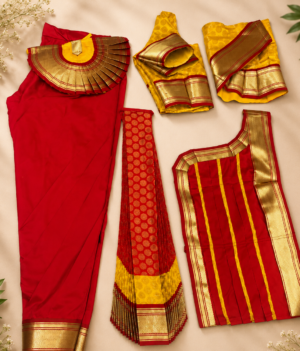 MAROON WITH YELLOW READYMADE BHARATANATYAM COSTUME