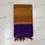 Brown with Dark Blue Square Box Design Semi Silk Readymade Madisar Saree