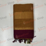 Brown with Maroon Square Box Design Semi Silk Readymade Madisar Saree