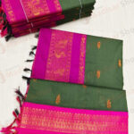 Dark Green with Pink Border Kalyani Cotton Readymade Madisar