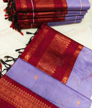 Dark Lavender with Red Border Kalyani Cotton Readymade Madisar
