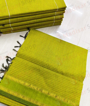 Light Green Kalyani Cotton Readymade Madisar with Check Box