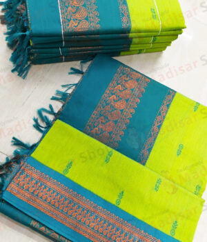 Light Green with Green Border Kalyani Cotton Readymade Madisar