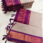 Mild Lavender with Purple Border Kalyani Cotton Readymade Madisar