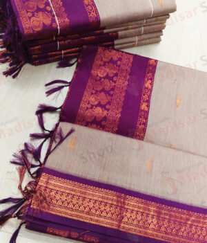 Mild Lavender with Purple Border Kalyani Cotton Readymade Madisar