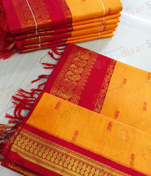 Orange with Red color with Kalyani Cotton Readymade Madisar