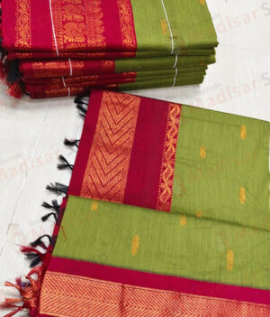 Parrot Green with Red color with Kalyani Cotton Readymade Madisar
