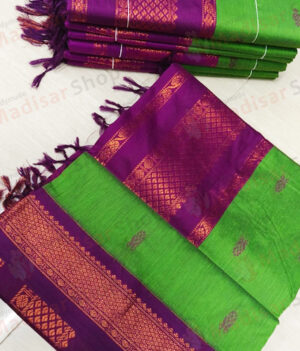 Parrot Green with Purple color with Kalyani Cotton Readymade Madisar