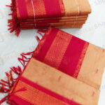 Peach with Red color with Kalyani Cotton Readymade Madisar