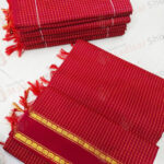 Red Color with Straight Red Border Kalyani Cotton Readymade Madisar