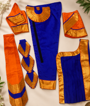 Navy Blue with Orange Readymade Bharatanatyam Costume