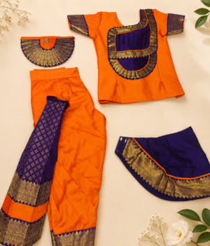 Orange and Purple Readymade Bharatanatyam Traditional Dance Costume